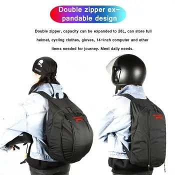20-28L Motosiklet Sırt Çantası Su Geçirmez Genişletilebilir Büyük Kapasiteli Dizüstü Kask saklama çantası Açık Spor Motosiklet Sürme