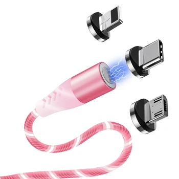 Manyetik Akım Aydınlık Aydınlatma Şarj Cep Telefonu Kablosu cle usb c kablosu Samsung için LED mikro USB Tip C İphone için 2