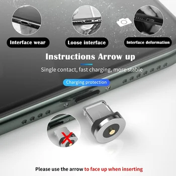 Manyetik Akım Aydınlık Aydınlatma Şarj Cep Telefonu Kablosu cle usb c kablosu Samsung için LED mikro USB Tip C İphone için 4