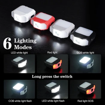 Taşınabilir sensör şapka iğnesi ışık far 6 modları çok fonksiyonlu COB LED USB açık kamp balıkçılık kafa lambası acil durum araçları