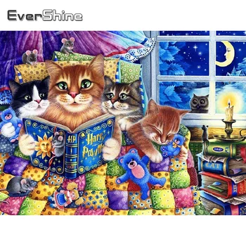 Evershine 5D Elmas Boyama Kedi Hayvan Çapraz Dikiş Karikatür Elmas Nakış Kitap Tam Kare Yuvarlak Mozaik çocuk Hediyeleri 0