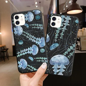 Sevimli Karikatür Jellyfishes Baskılı Telefon Kılıfı için iPhone 7 8 Artı SE 2020 12 13 mini 11 Pro Max X XR XS MAX Yumuşak Silikon Kapak 1