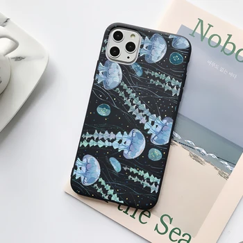 Sevimli Karikatür Jellyfishes Baskılı Telefon Kılıfı için iPhone 7 8 Artı SE 2020 12 13 mini 11 Pro Max X XR XS MAX Yumuşak Silikon Kapak 4