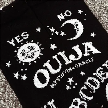 Ücretsiz Kargo Uyluk Yüksek Uzun Çorap Kadın Bayanlar Siyah Renk Diz Üzerinde Moda Mektubu Desen Ouija Kurulu Gökkuşağı Japon