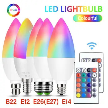 Akıllı LED ampül E14 / E122 / B22 mum şeklinde ampul Led Lamba Kapalı Neon Burcu RGB ampuller Uzaktan Kısılabilir Bant Lambası Dekorasyon RGB