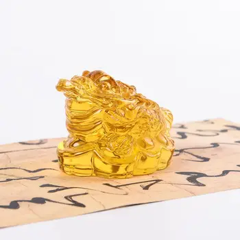 7 cm Kristal Kurbağa Süsler Çin Altın Kurbağa Feng Shui El Sanatları ev ofis dekorasyonu Masa Figürleri Şanslı Hediyeler Minyatür