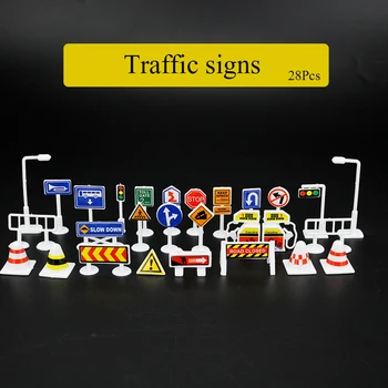 Mini Trafik İşaretleri yol ışığı Trafik Sinyal Araba Oyuncak Aksesuarları Çocuk Güvenliği Çocuk Playmat İşareti IC Oyuncak çocuklar için doğum günü hediyesi