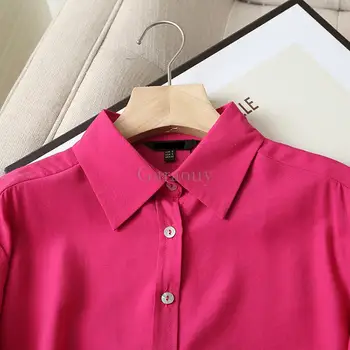 Garaouy 2022 Bahar Kadın İnce Gül Kırmızı Gömlek Bluz Uzun Kollu Şık Kadın Ofis Bayan Yüksek Kaliteli Üstleri Blusas Mujer De Moda