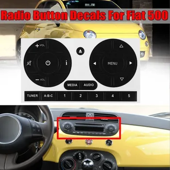 1x Radyo Düğmesi Tamir Çıkartmaları Radyo Stereo Yıpranmış Soyma Düğmesi tamir kiti Çıkartmaları Çıkartmaları Fiat 500 2011-16 İçin