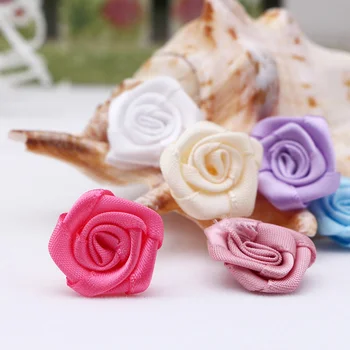 30 adet / grup 2cm Polyester Saten Kurdele Gül Çiçek İpek Kumaş Çiçek El Yapımı DIY Düğün Buket Çiçek Saç Bez Aksesuarları 0