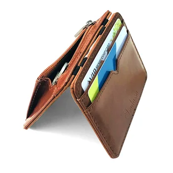 Moda Erkek Küçük Deri Sihirli Cüzdan Para Cebi İle erkek Mini Çanta Para Çantası Kredi kart tutucu Klip Nakit çanta