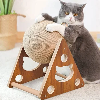 Doğal Sisal Kedi Scratcher Topu Aşınmaya dayanıklı Kedi Ağacı Oyuncak katı ahşap Kedi Pençe Taşlama Kurulu Yavru Oyuncaklar Kedi Kulesi 2