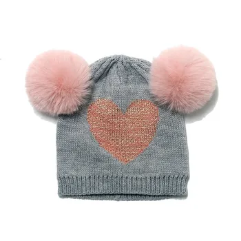 Marka Yeni Yenidoğan Bebek Çocuk Kız Erkek Kış Sıcak Örgü Şapka Kürklü Topları Ponpon Katı Sıcak Sevimli Güzel Bere Kap Hediyeler