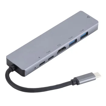 6 İn 1 HUB Adaptörü Thunderbolt 3 USB C PD Şarj HDMI uyumlu 4K 30hz USB3.1 Mikro SD/TF kart okuyucu MacBook Pro için