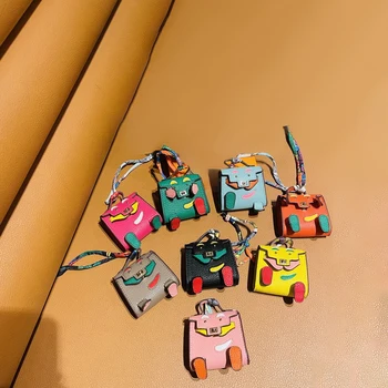 El yapımı Mini Küçük PU deri çanta Dekorasyon Kolye Çanta kulaklık kutusu Moda Anahtar Charm Minyatür Çanta Bebek Aksesuarları için 3