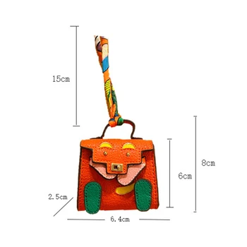 El yapımı Mini Küçük PU deri çanta Dekorasyon Kolye Çanta kulaklık kutusu Moda Anahtar Charm Minyatür Çanta Bebek Aksesuarları için 4