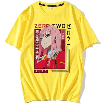 Sevgilim Franxx İçinde Anime Harajuku Sıfır İKİ Güzel Kız Baskı T Shirt Erkek Üstleri Gevşek Yaz Kısa kollu Erkek Kadın T-shirt