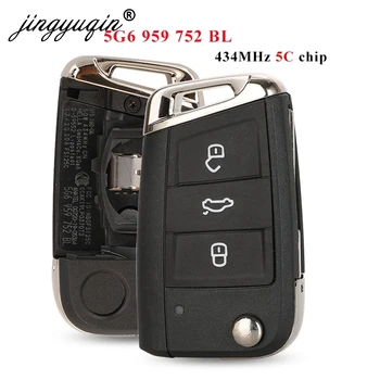 Jingyuqin Orijinal 5G6959752BL 5C Çip Çevirme Uzaktan Anahtarsız Gitmek VW TAYRON İçin T-ROC Tiguan Araba Anahtarı Fob 5G6 959 752 BL Orijinal Parça