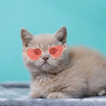 1 adet Kalp Kedi Köpek Pet Gözlük Sevimli Bebek Ürünleri Yansıma Kediler Güneş Gözlüğü Fotoğraf Sahne Aksesuarları Bebek Malzemeleri Kedi Göz giyim 0