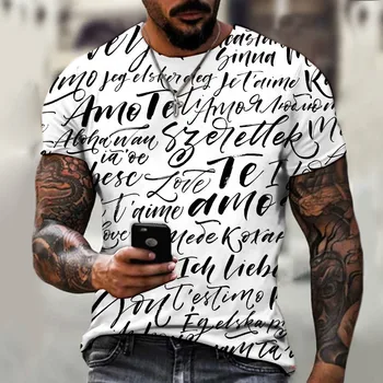 Ingilizce Elemanları Orijinal Mektup Baskı T-Shirt erkek Yaz O-Boyun Kısa Kollu Sokak Moda Büyük Boy T-Shirt Büyük Boy 6XL