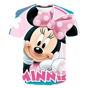Yeni Mickey Mouse T Shirt Elbise Yaz Disney T-Shirt Giyim Çizgi Film Kawaii Moda Anime Tees Tops Kız Tee Gömlek 1-14Y