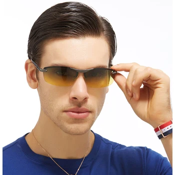 AORON erkek Polarize Güneş Gözlüğü Gündüz ve Gece Gözlükleri Görüş Çok Fonksiyonlu Parlamayı Azaltmak UV400 güneş gözlüğü Gözlük 4