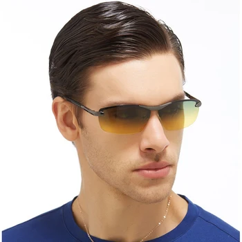 AORON erkek Polarize Güneş Gözlüğü Gündüz ve Gece Gözlükleri Görüş Çok Fonksiyonlu Parlamayı Azaltmak UV400 güneş gözlüğü Gözlük 5