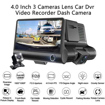 Taıda 1080P Full HD 4 İnç Ekran araba dvr'ı 3 Lens Dash Kamera Park Kayıt Dikiz Araç Video DVR Gece görüşlü araç kamerası