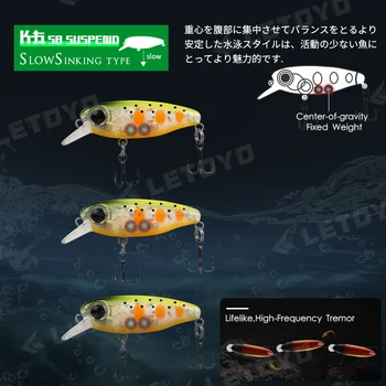 LETOYO 2.7 g 38mm Jerkbait Yavaş Batan zoka yapay balık Mini Askıya Yapay Yemler Bas Stonefish Tuzlu Su Wobblers 0