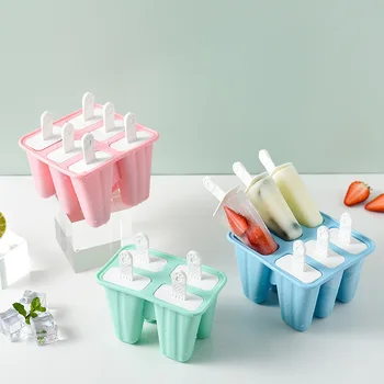 Yaratıcı Buz Kutusu Silikon Dondurma Kalıp Kullanımlık DIY Popsicle Kalıp Popsicle Kutusu 4 ızgaraları 6 ızgaraları dondurma mutfak aksesuarları