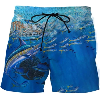 2021 erkek plaj pantolonları Balıkçılık Şort Yüksek Net Tropikal Balık 3D Baskılı Deniz Balık Ceries erkek Eğlence plaj şortu 0