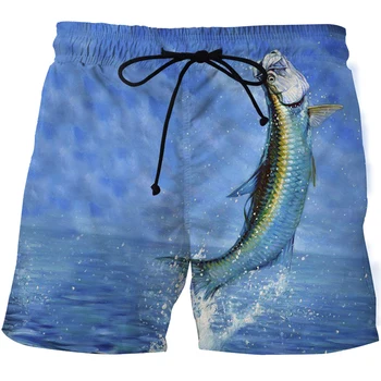 2021 erkek plaj pantolonları Balıkçılık Şort Yüksek Net Tropikal Balık 3D Baskılı Deniz Balık Ceries erkek Eğlence plaj şortu 2