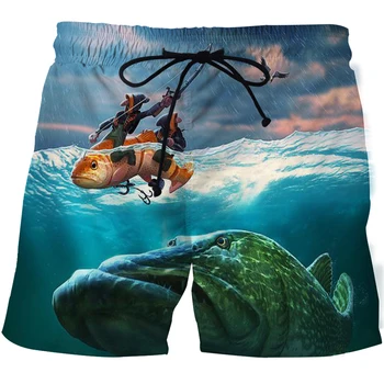 2021 erkek plaj pantolonları Balıkçılık Şort Yüksek Net Tropikal Balık 3D Baskılı Deniz Balık Ceries erkek Eğlence plaj şortu 3