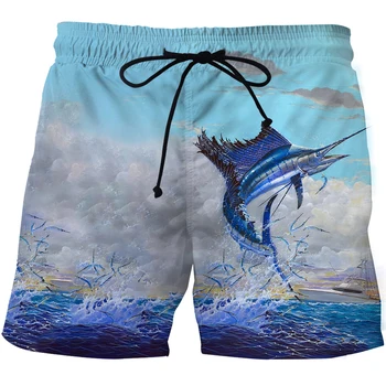 2021 erkek plaj pantolonları Balıkçılık Şort Yüksek Net Tropikal Balık 3D Baskılı Deniz Balık Ceries erkek Eğlence plaj şortu 4