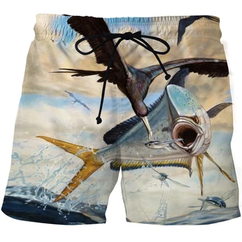 2021 erkek plaj pantolonları Balıkçılık Şort Yüksek Net Tropikal Balık 3D Baskılı Deniz Balık Ceries erkek Eğlence plaj şortu 5