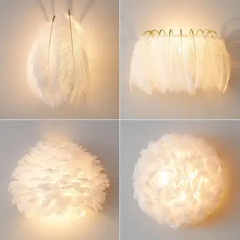 Iskandinav tüy duvar lambası modern basit ve sıcak Prenses Odası başucu lambası hediyeler LED ampul 4