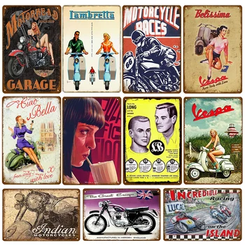 Motosiklet Metal Işaretleri Vintage Otomobil Sanat Tabela Posteri Garaj Pub duvar tablosu Plak Bar Yemek Ev Dekor Plaka 30x20 cm