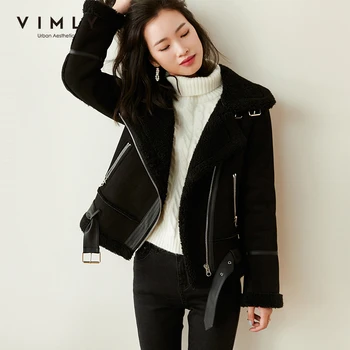 Vimly Kış kadın Ceketler Moda Yaka Fermuar Kalın Sıcak Palto Rahat Kadın Kısa Ceket Palto F5508
