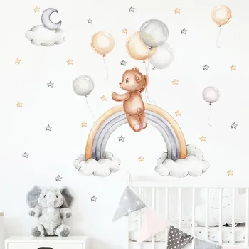 Sevimli Uyku Tavşan duvar çıkartmaları Kız odası için Bebek Yatak Odası duvar Dekoru Çıkarılabilir Vinil Hayvanlar DIY Çıkartmaları Ev Dekorasyon için
