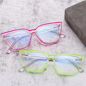 2023 TR90 Anti mavi ışık Gözlük Reçetesiz Çerçeve Kadınlar için Kedi Gözü Sahte Gözlük Bilgisayar Gözlükleri Anti UV Gözlük