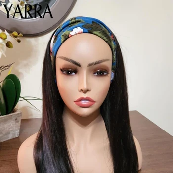 Brezilyalı İnsan Saçı Peruk 20-30 İnç kadın Kafa Bandı peruk insan saçı Tutkalsız Kemik Düz Peruk Siyah Kadınlar İçin Tam Makine