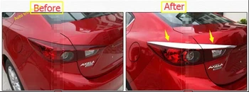 Lapetus ABS Krom Dış Tamir Kiti Arka park lambaları Lambaları Kaş Çizgili Kapak Trim Için Fit Mazda 3 Sedan 2016 5
