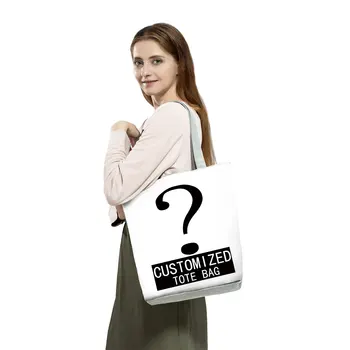 Özelleştirilmiş Karikatür Diş Hekimi Hemşire Baskı Tote Moda Kadın tasarımcı çantaları Eko Kullanımlık alışveriş çantası Bakkaliye İçin omuzdan askili çanta