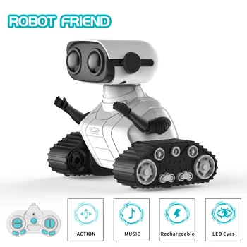 Ebo Robot Oyuncaklar Şarj Edilebilir RC Robot Çocuklar İçin Erkek Ve Kız Uzaktan Kumanda Oyuncak Müzik Ve LED Gözler Hediye çocuk