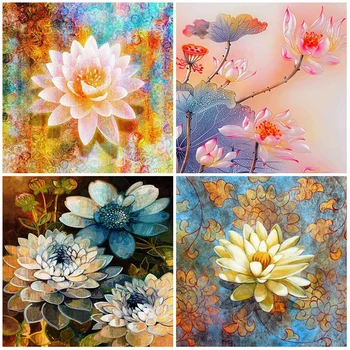 EverShine Elmas Boyama Çiçek 5D DIY Elmas Nakış Lotus Resim Mozaik Rhinestones Çapraz Dikiş Duvar Sanatı
