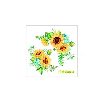 Yüksek Kaliteli Ayçiçeği Çiçek Rattan Duvar Sticker Kelebek Sticker Dolap Cam Tuvalet Sticker Toptan Ayrılabilir Etiket