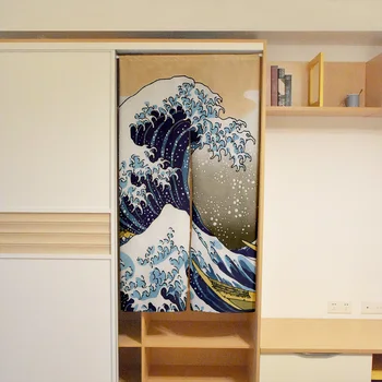 Yeni Ukiyo-e Dalga kapı perdesi Japon Suşi Izakaya Bölme Kapı Perdesi Rüzgar Geçirmez Bölünmüş Sanat Noren Duvar Asılı Goblen 4