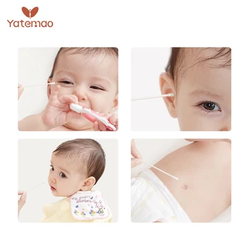 YATEMAO 600 / şube Bebek Pamuklu Çubuklar Yeni Doğan Bebek Kız Erkek Çocuklar için Temizleme Bezi