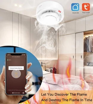Yeni 2 İn 1 Karbon Monoksit Duman Alarmı yangın alarmı Tuya Akıllı Duman dedektör sensörü WiFi Duman Uzaktan Kumanda Dedektörü Dropship