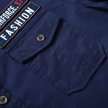Askeri erkek Gömlek Büyük Boy Kısa Kollu Gömlek Saf Pamuk Streetwear Casual Gömlek Erkek Giyim Chemise Homme 6XL MFJH105 2